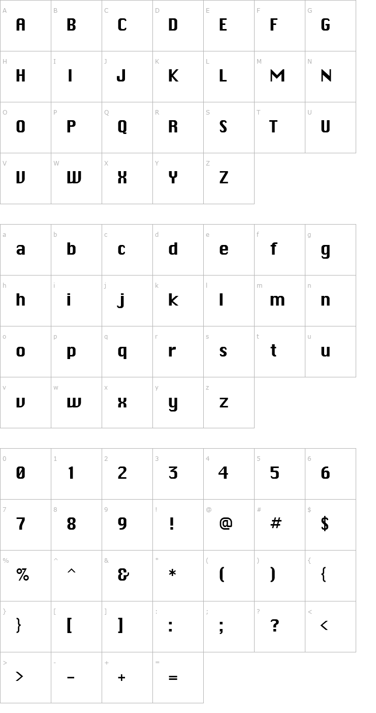 Character Map TR Clapton Font