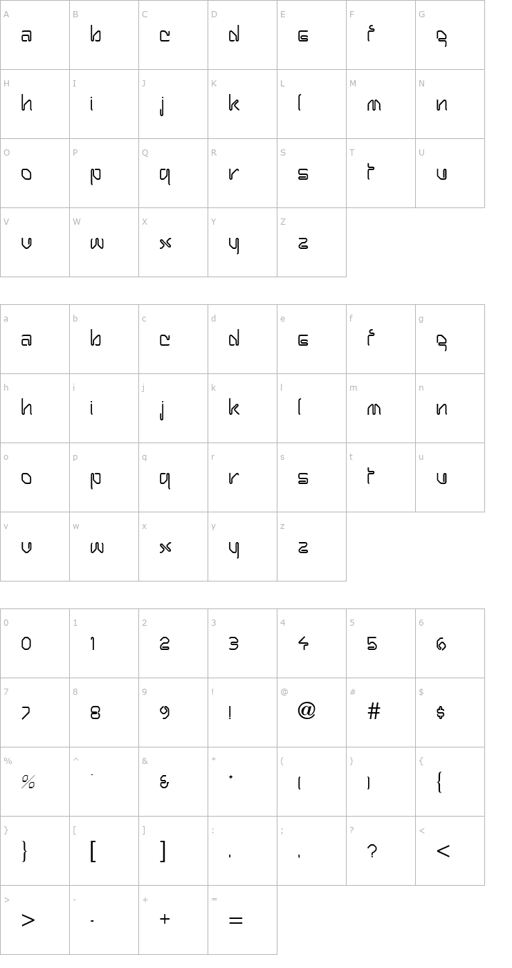 Character Map TR Harpoon Font