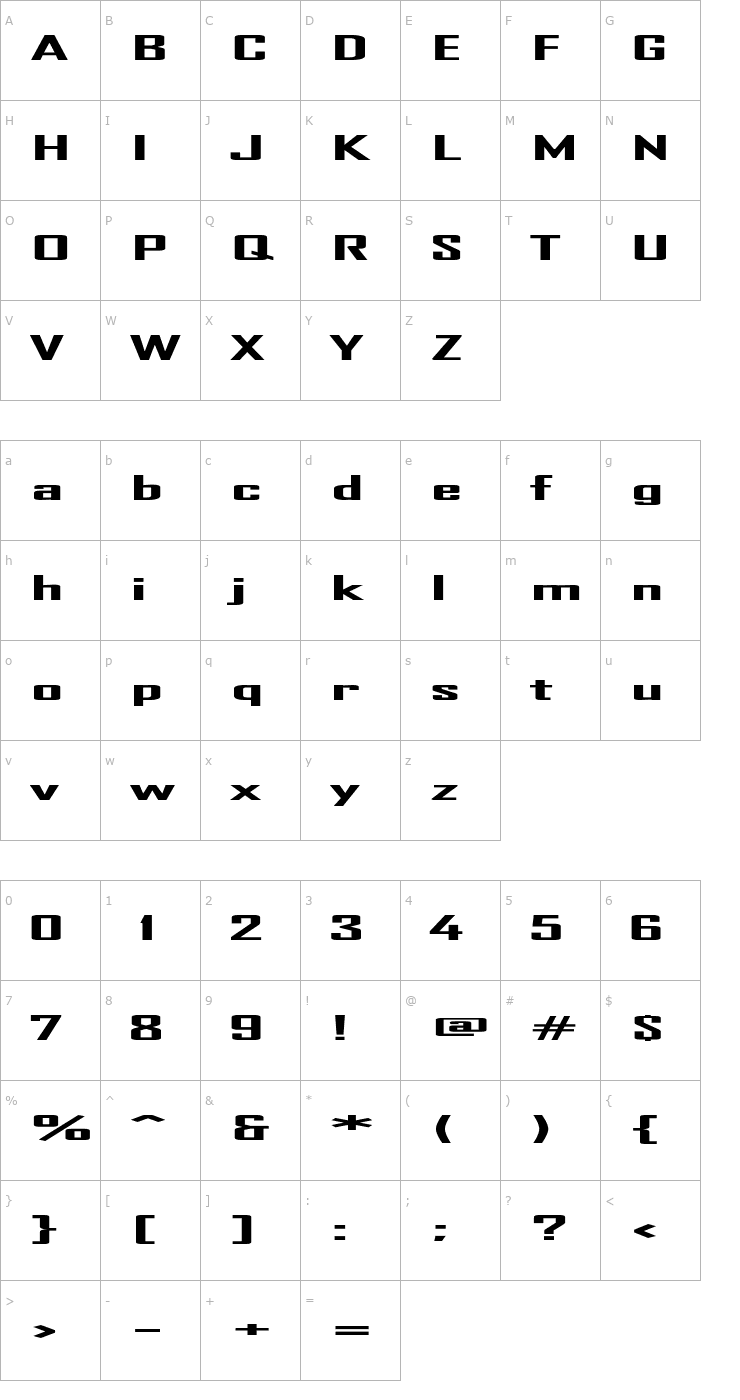 Character Map TR Heavy Font