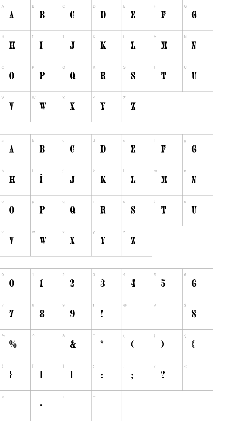 Character Map TR Jupiter Font