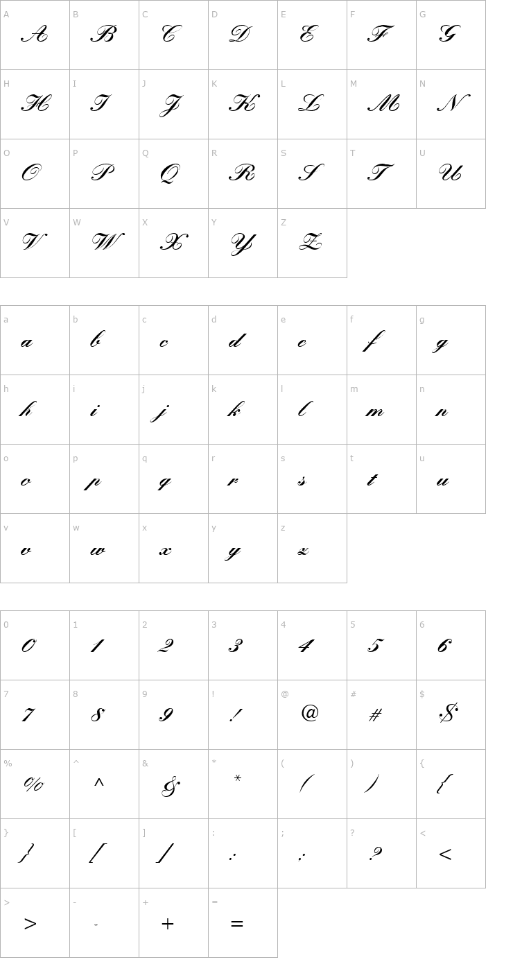 Character Map TR Kastler Bold Italic Font