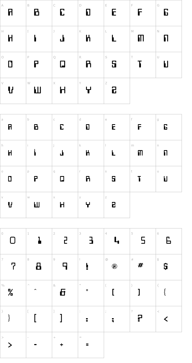 Character Map TR Keypunch Font