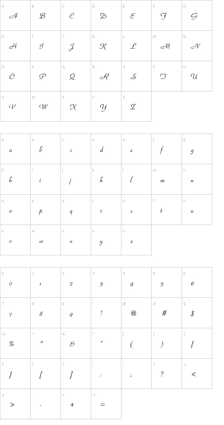 Character Map TR Paradise Plain Font