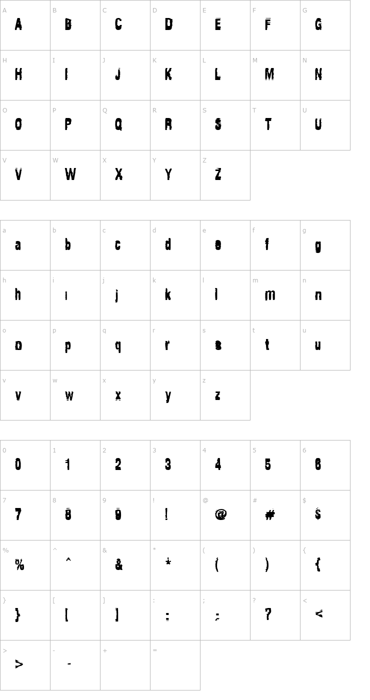 Character Map Tragedia Font