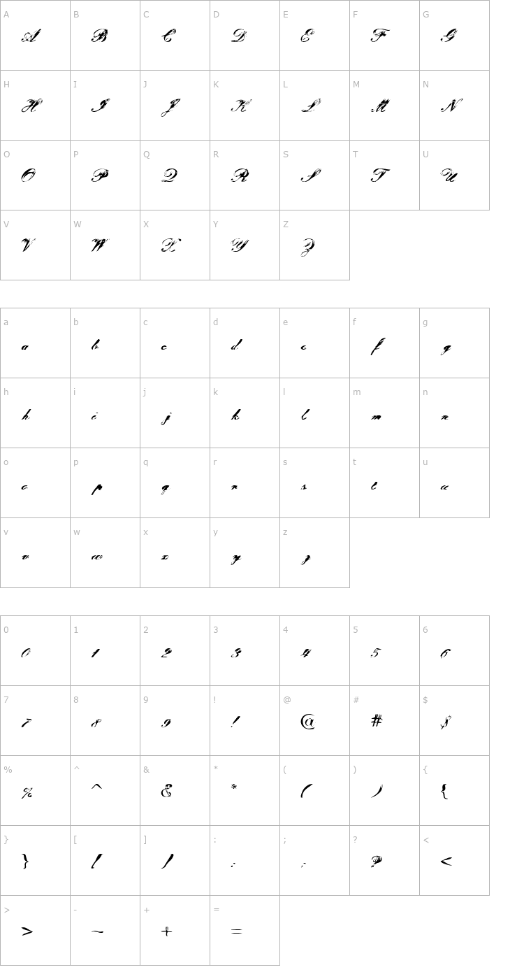 Character Map Tragedia Rg Font