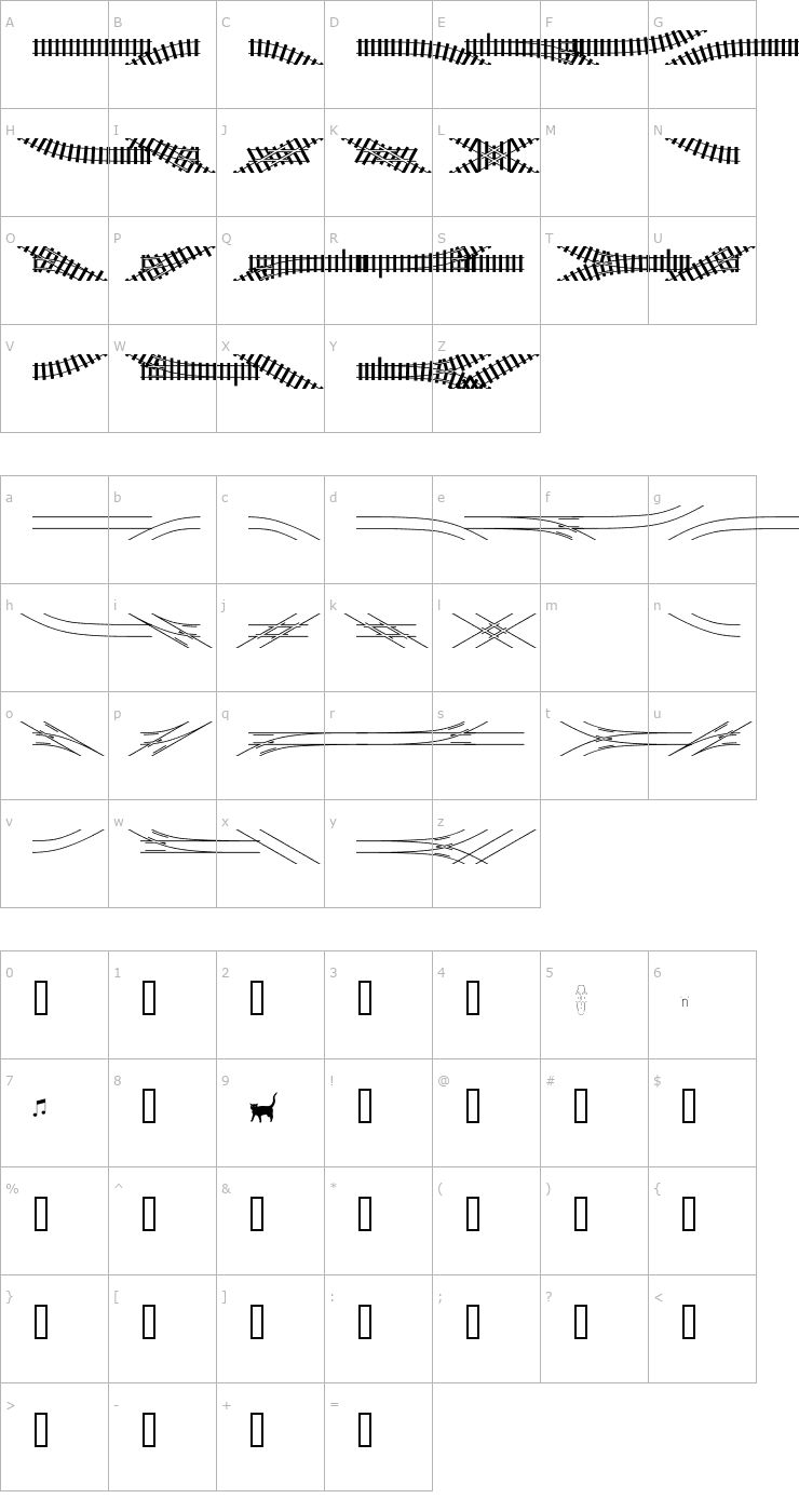 Character Map TrainTracks Font