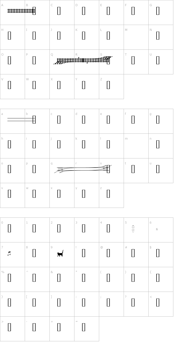 Character Map TrainTracksDemo Font