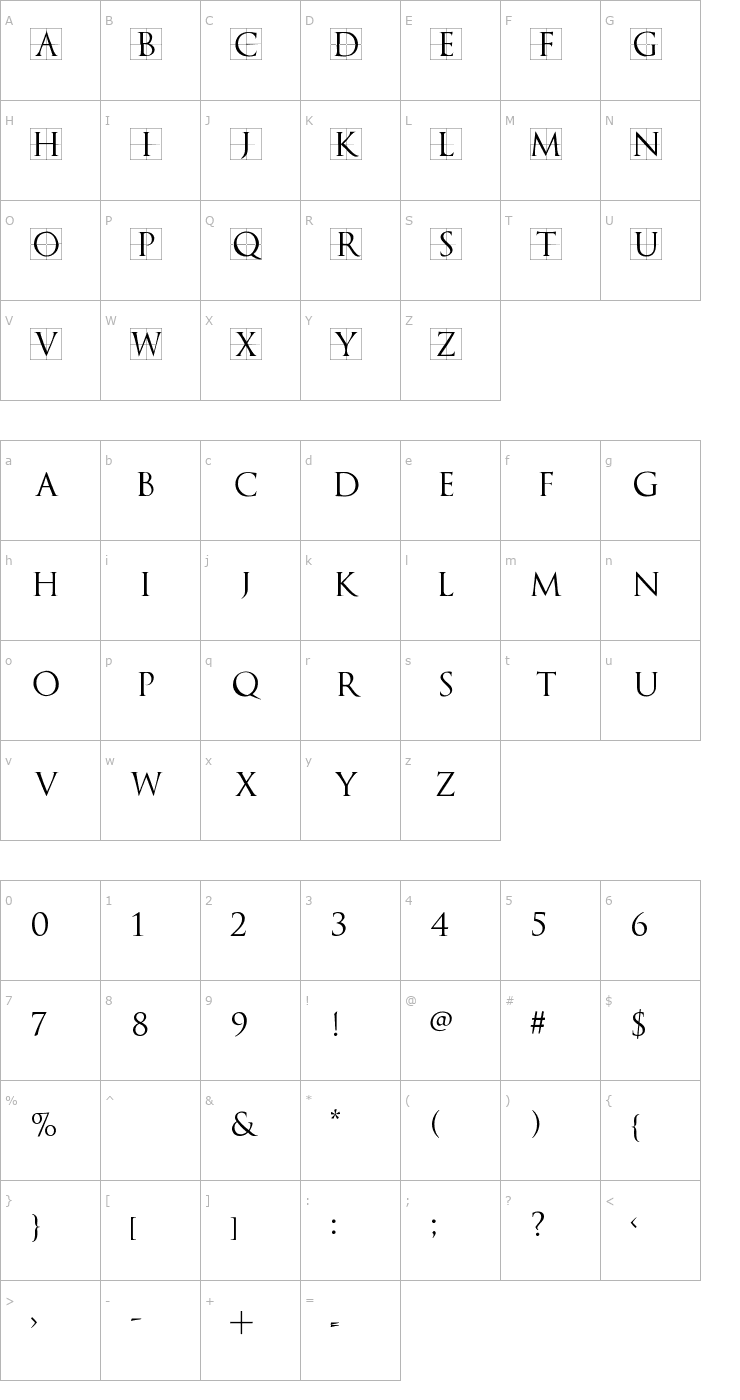 Character Map TrajanusBricks Font