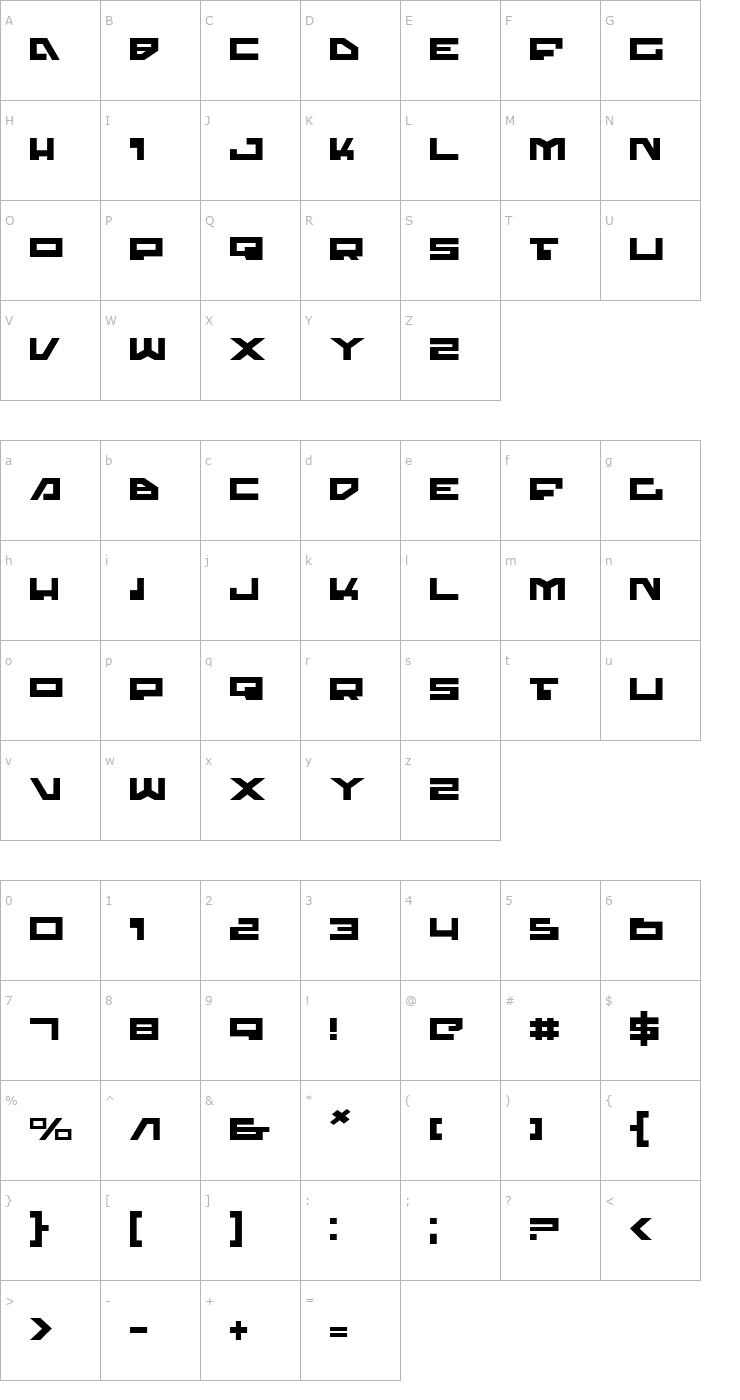 Character Map Trajia Expanded Font