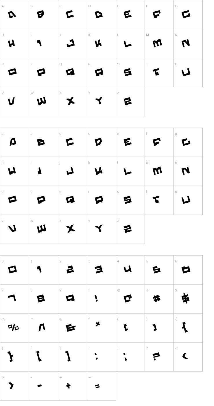 Character Map Trajia Rotate Font