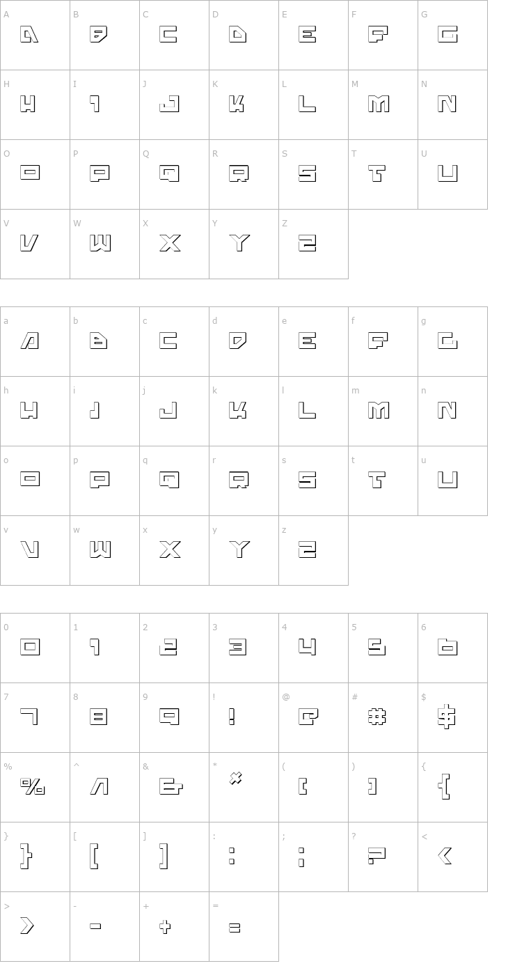 Character Map Trajia Shadow Font