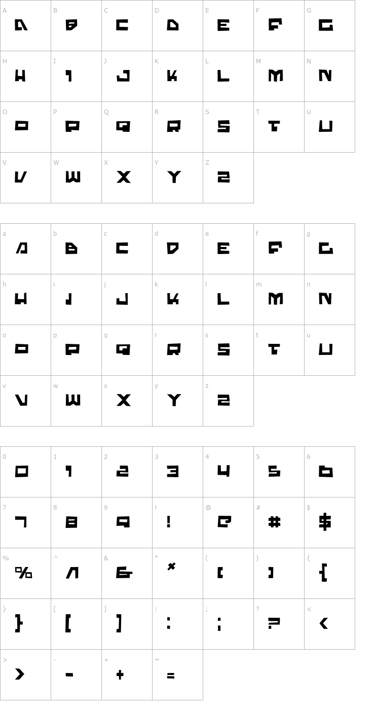 Character Map Trajia Trash Font