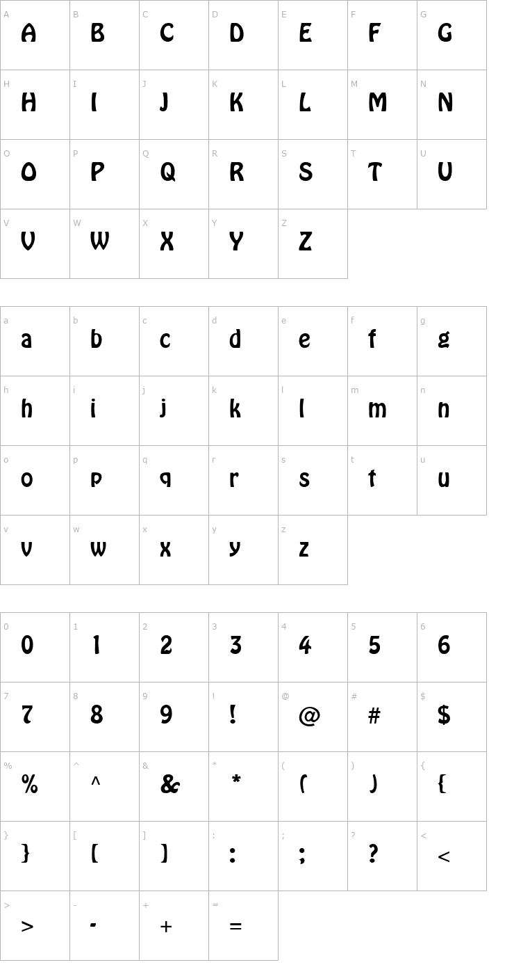 Character Map Tramp Normal Font