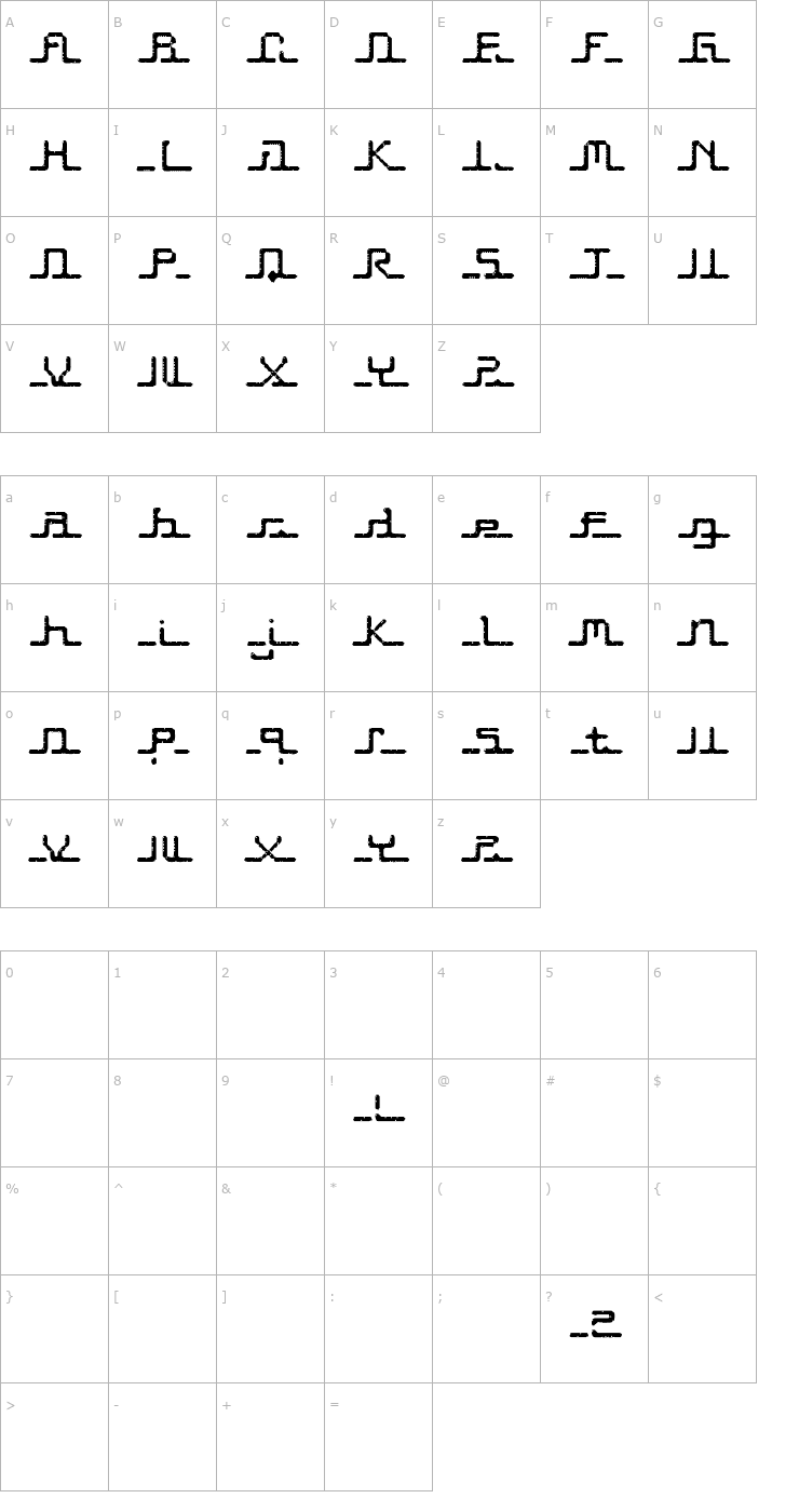 Character Map TRANSCRIPT Font