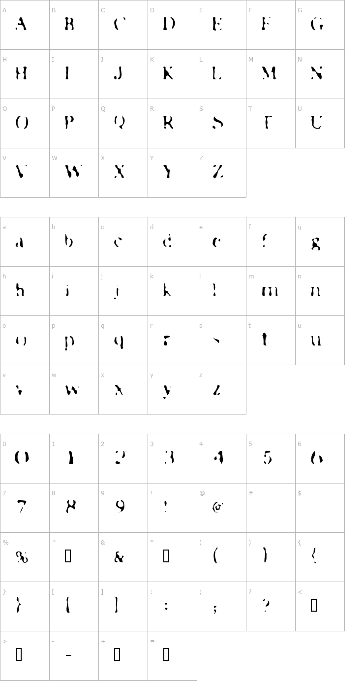 Character Map Transfer51 Font