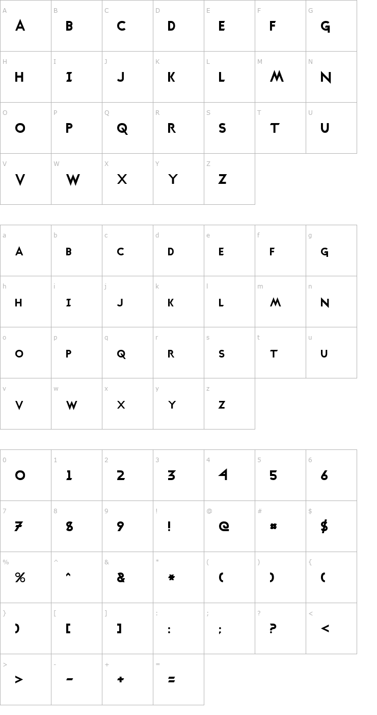 Character Map Transmetals Normal Font