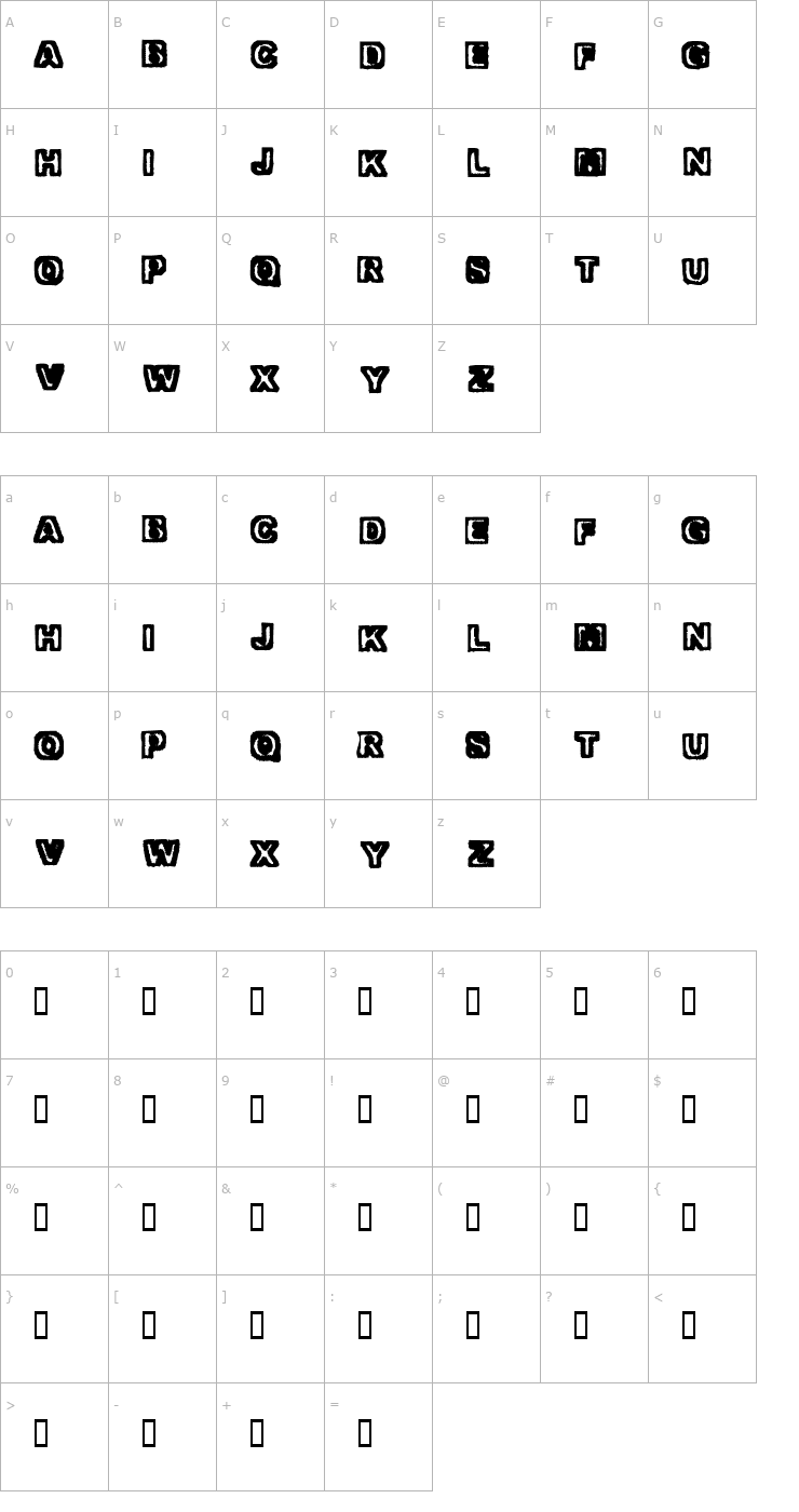 Character Map Trapped Font