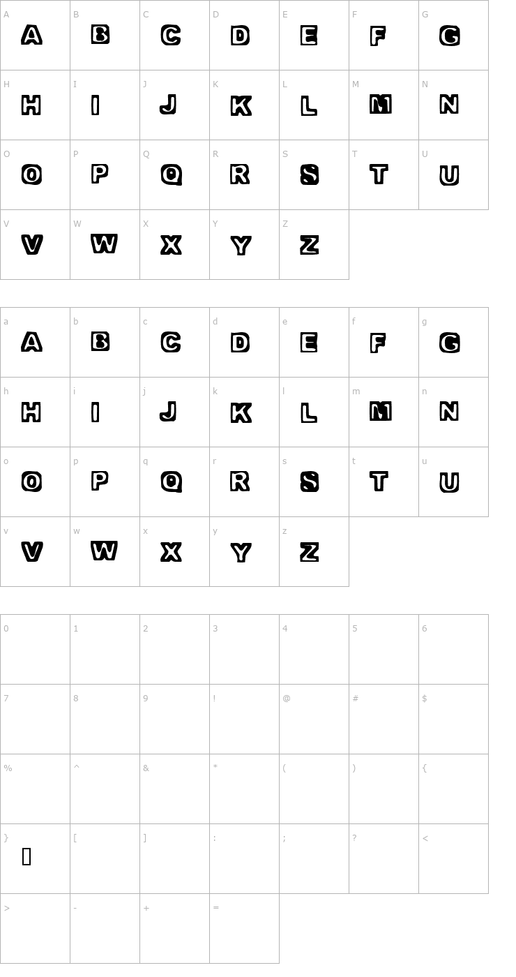 Character Map Trapped Heavy Font