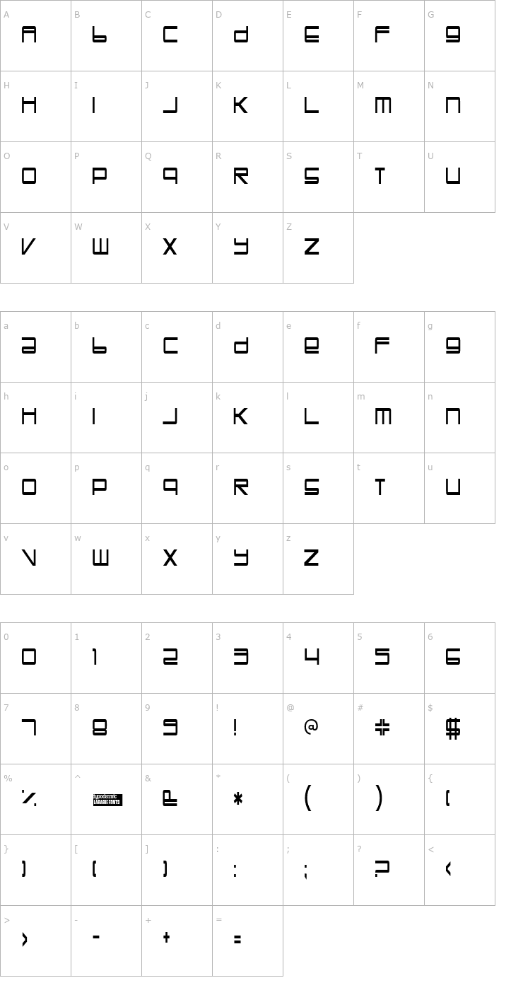 Character Map Trapper John Font