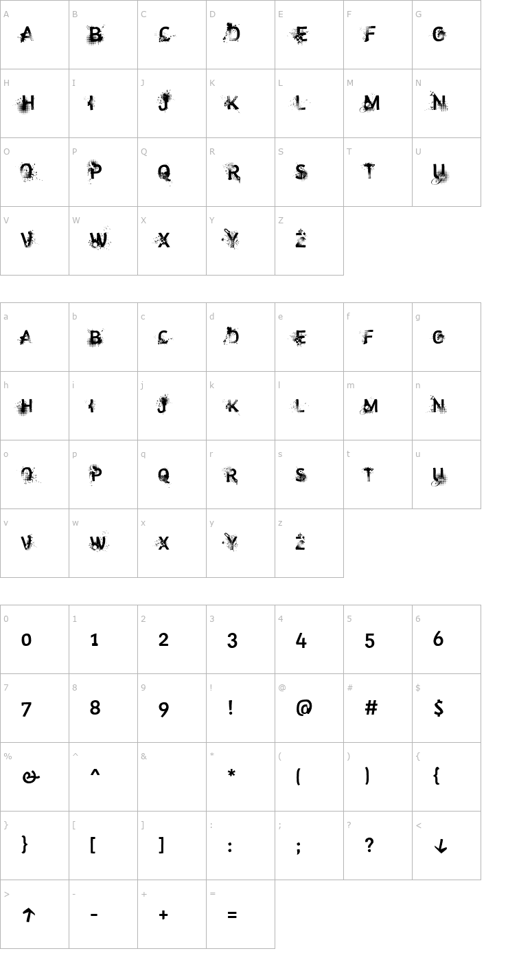 Character Map Trashco Font