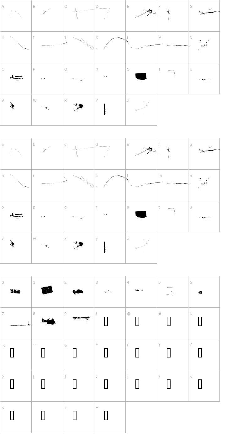 Character Map Trashold X Font