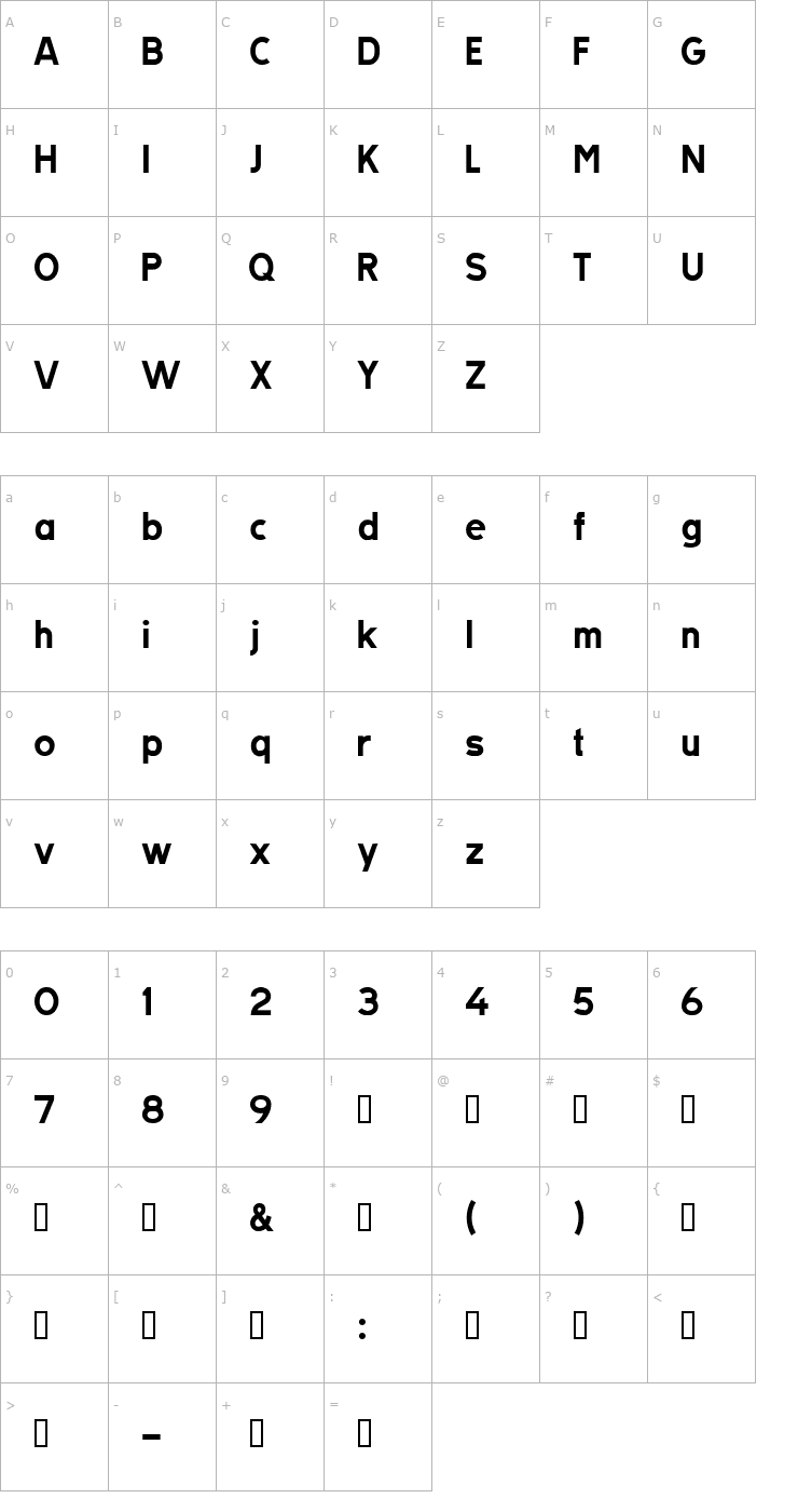 Character Map TratexSvart Font