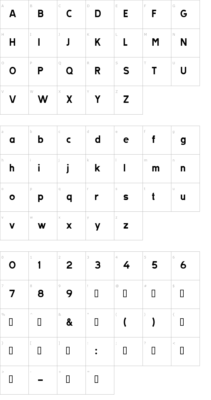 Character Map TratexVit Font