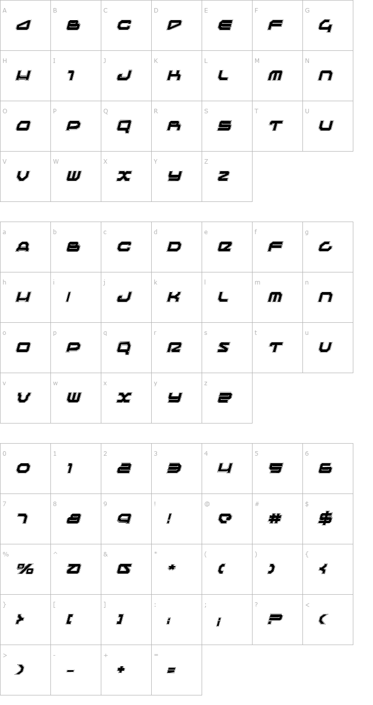 Character Map Traveler Pro Italic Font