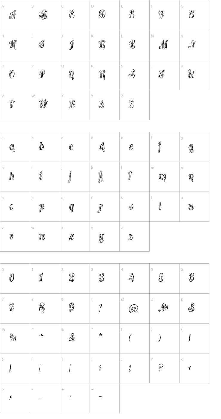 Character Map Treasury Platinum Alt Font