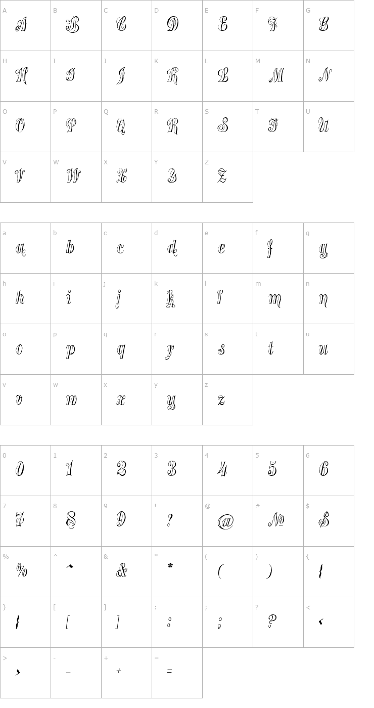 Character Map Treasury Silver Alt Font