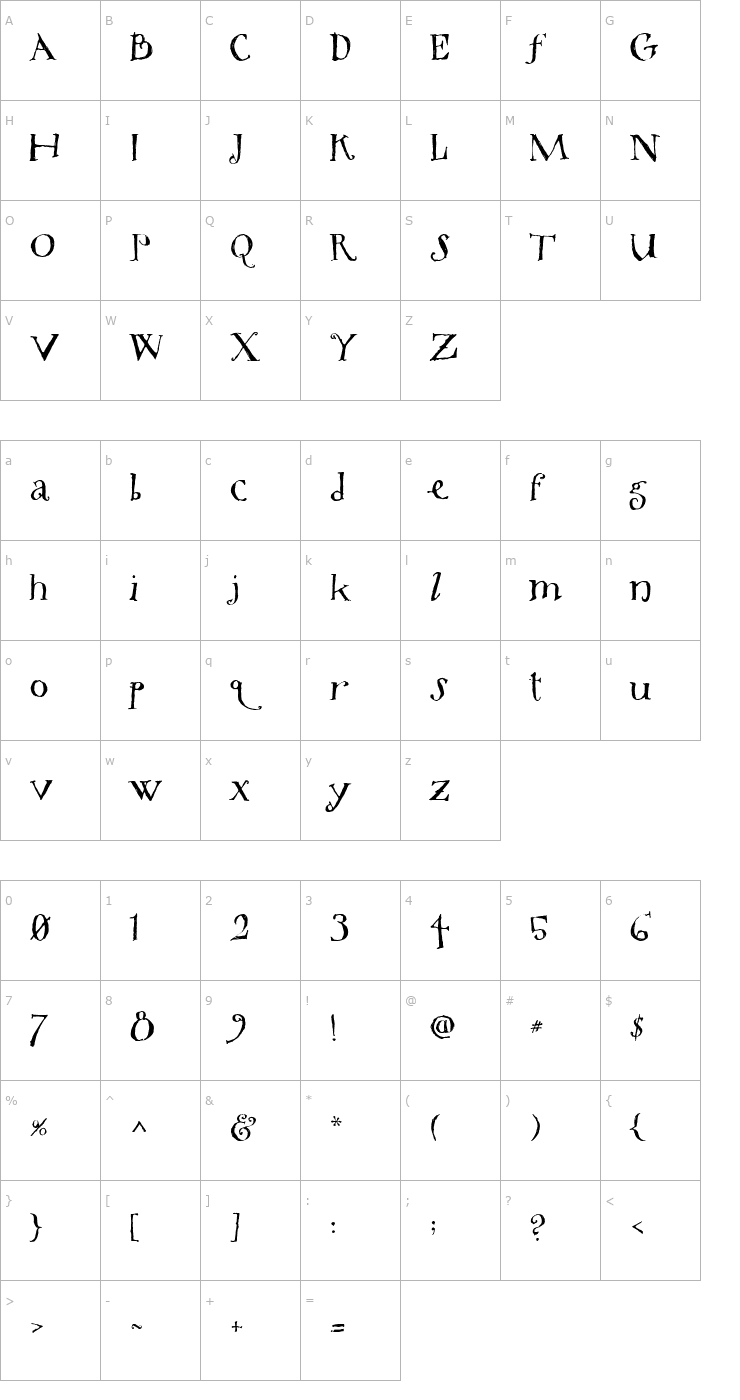 Character Map Tree Boxelder Font
