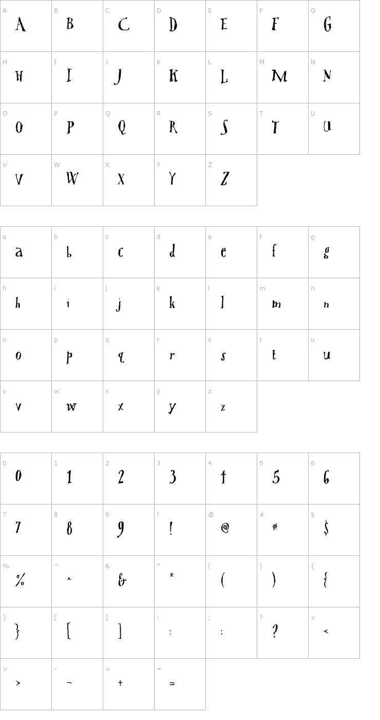 Character Map Tree-Persimmon OTF Font