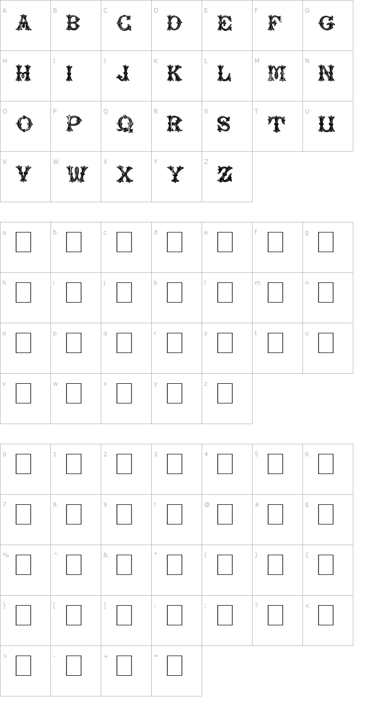 Character Map TrefoilCapitals Font