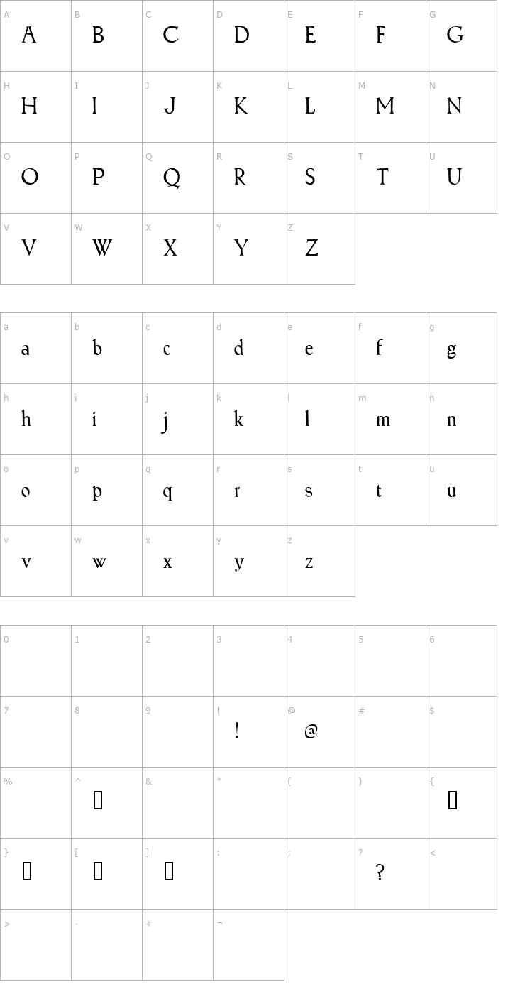 Character Map Treglonou Font