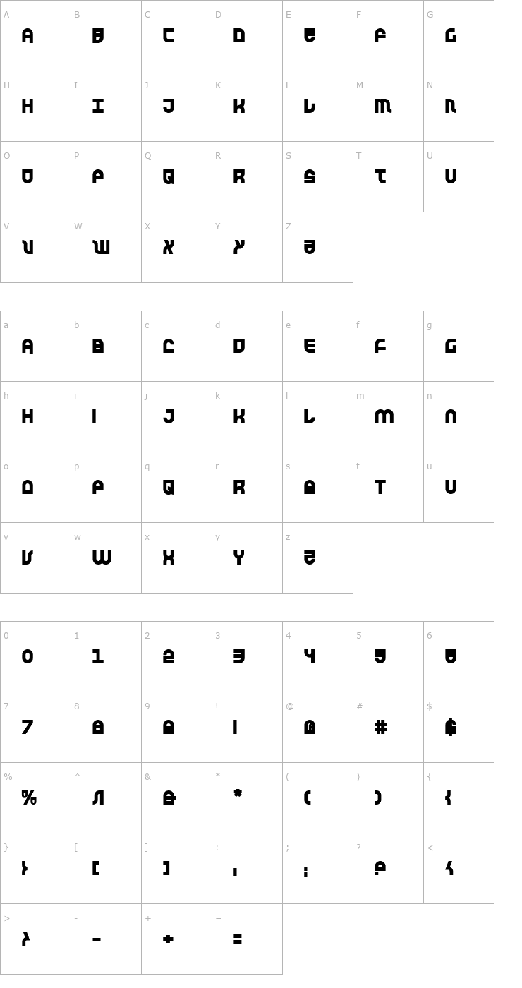 Character Map Trek Trooper Bold Font