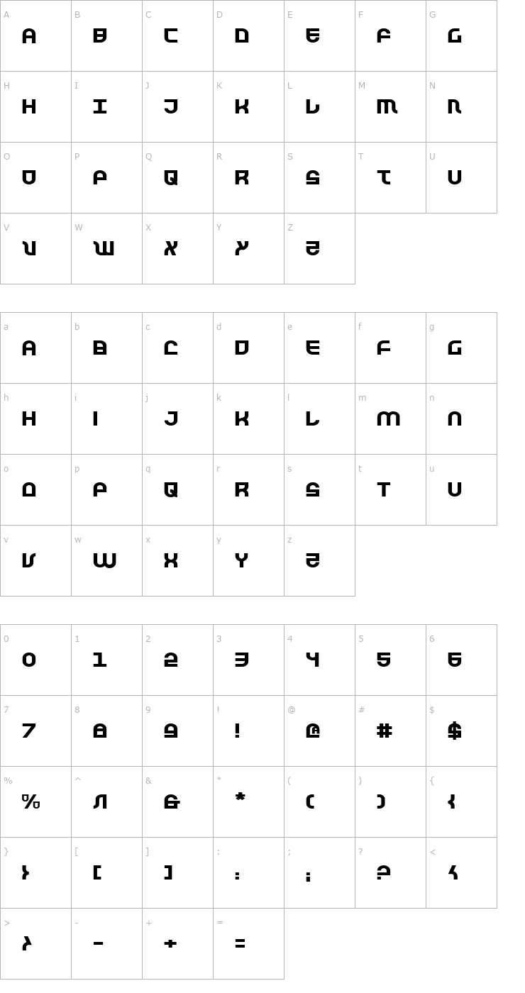 Character Map Trek Trooper Expanded Font