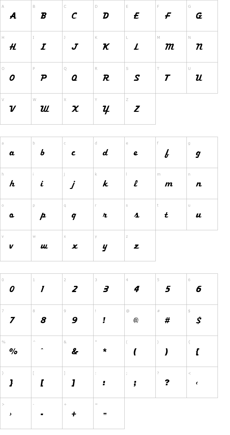 Character Map Trekker-2 Font