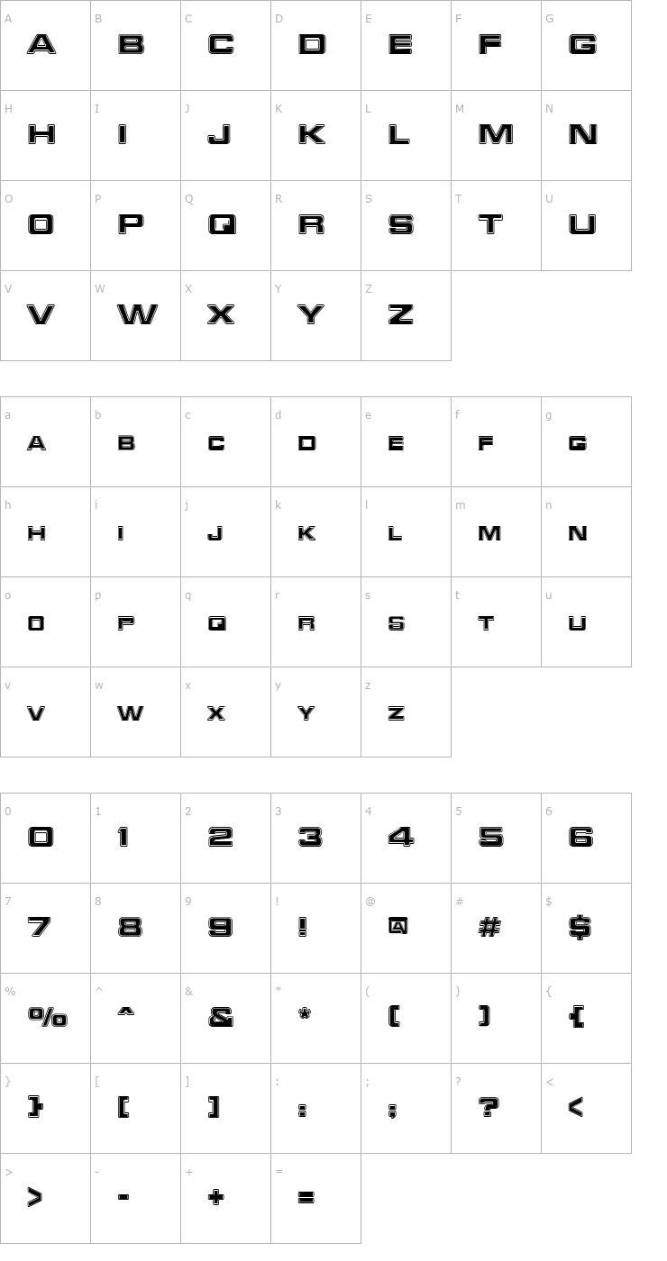Character Map Trekker-3 Regular Font