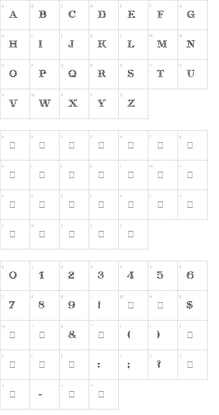 Character Map Trellis Display Caps SSi Font