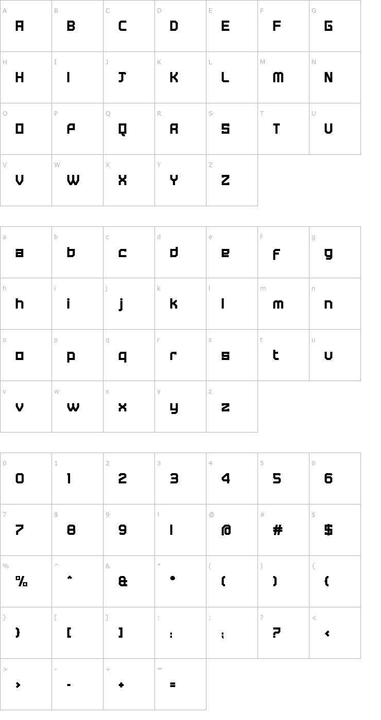 Character Map TrembleBold Font