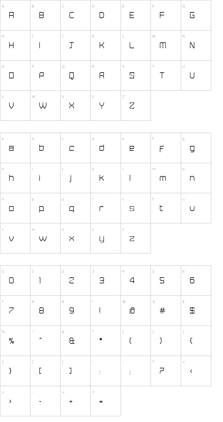 Character Map TrembleLight Font