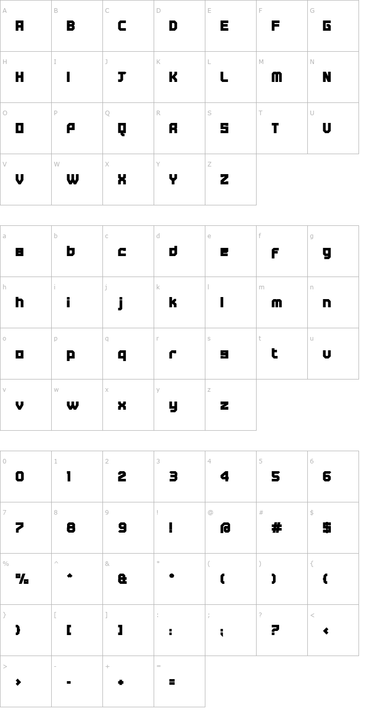 Character Map TrembleUltra Font