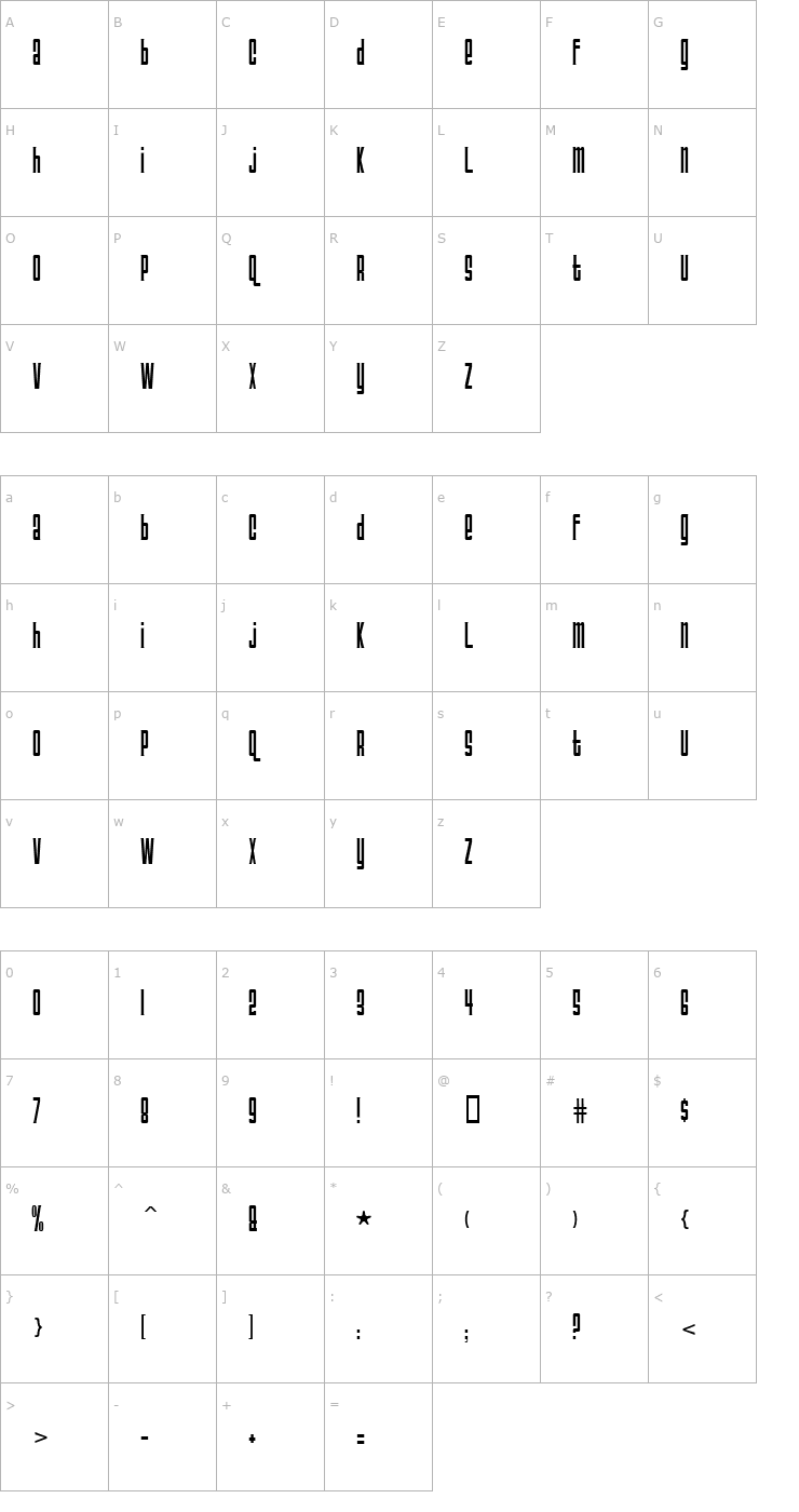 Character Map TriacSeventyone Font