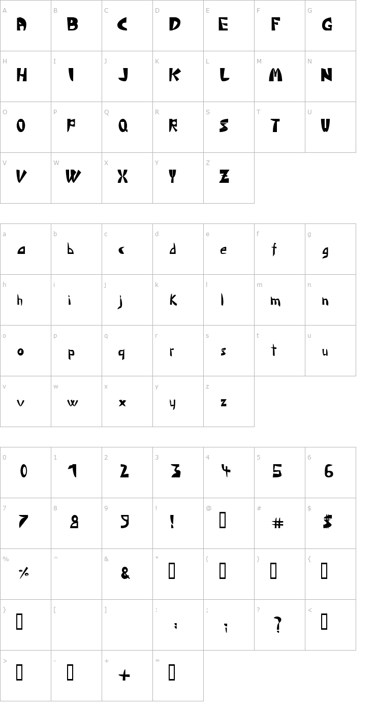 Character Map Triangle Normal Font