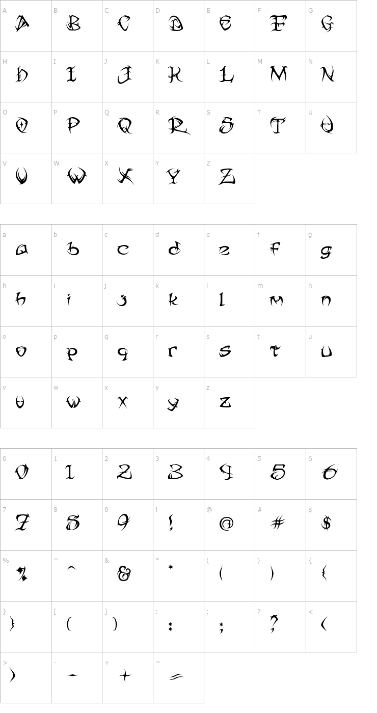 Character Map Tribal Two Font