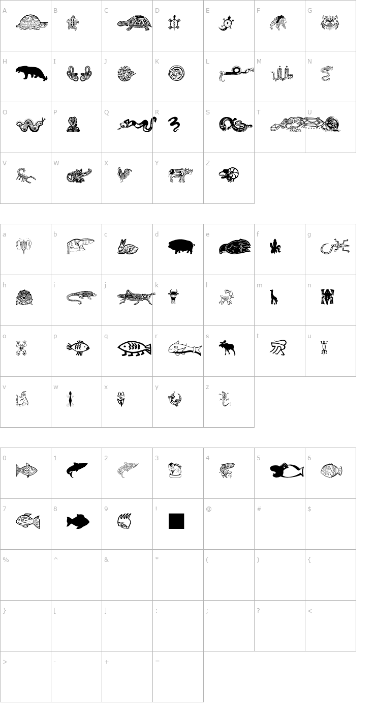 Character Map TribalFigTwo Font