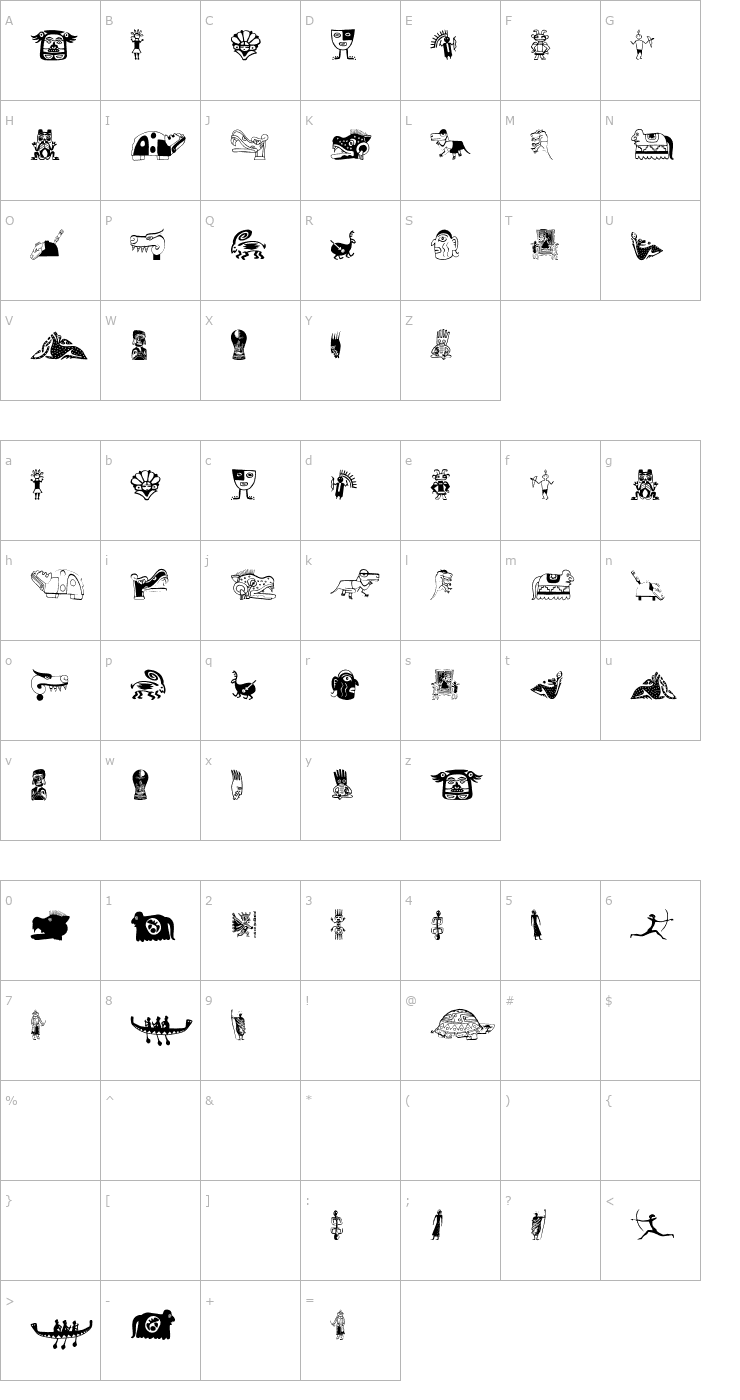 Character Map TribalisticaFigures Font