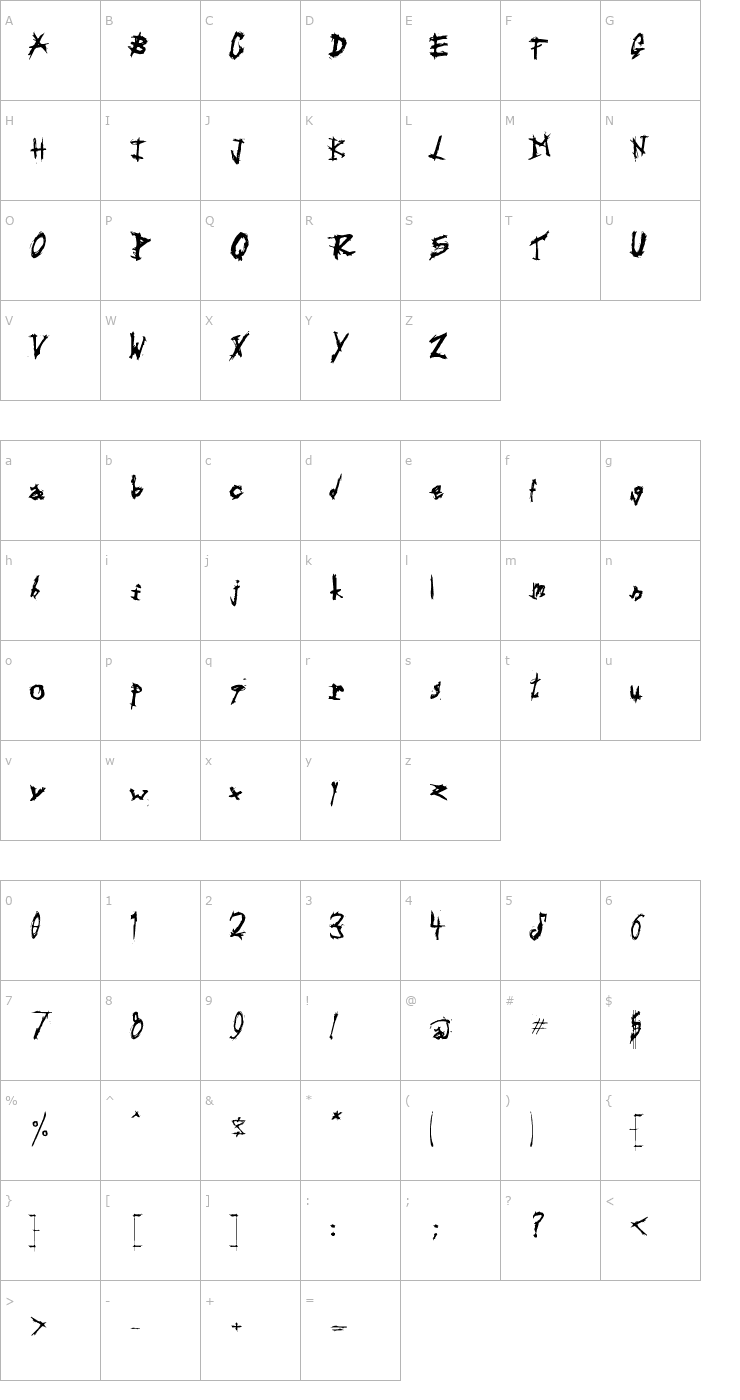 Character Map Triballaka Font