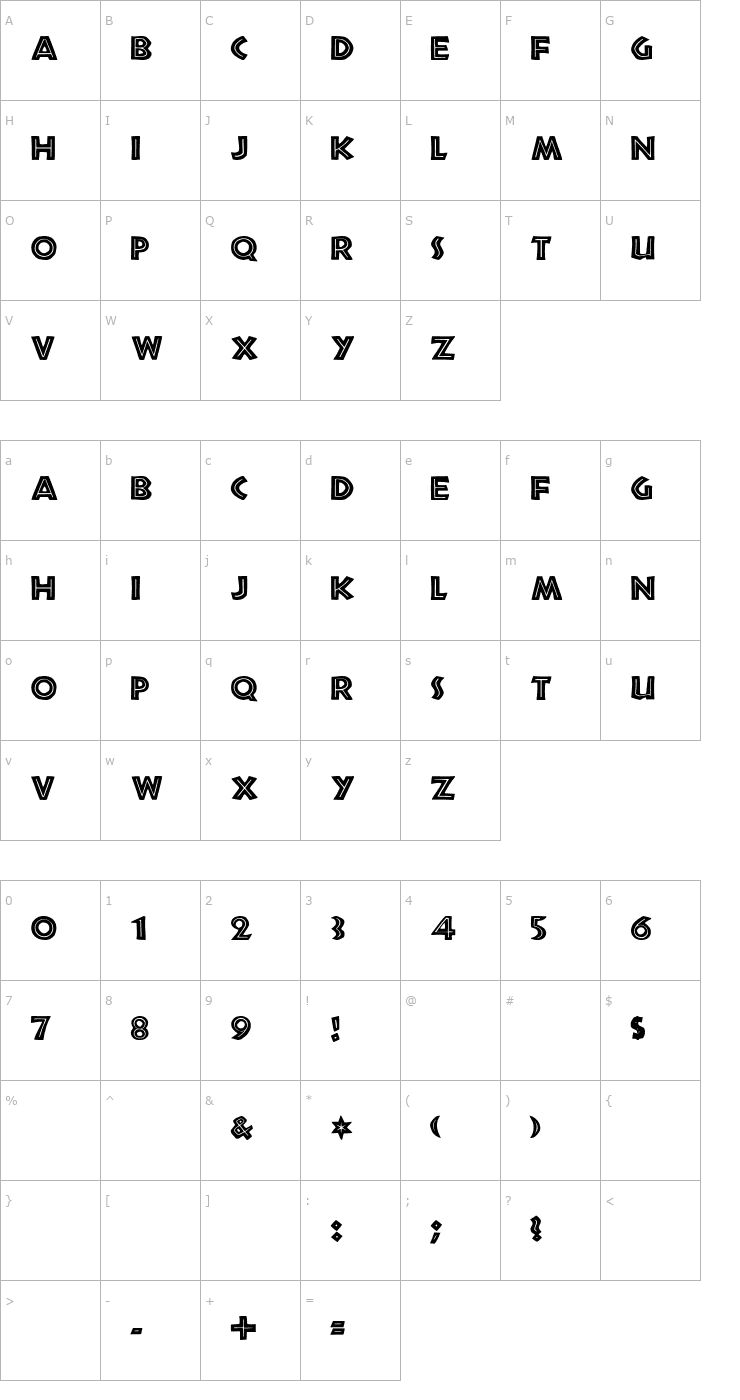 Character Map Tribeca Font