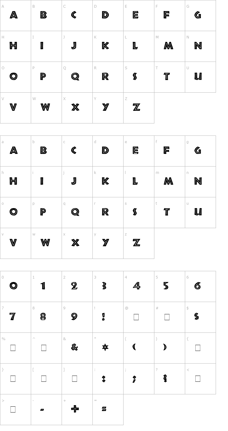 Character Map Tribeca Medium Font